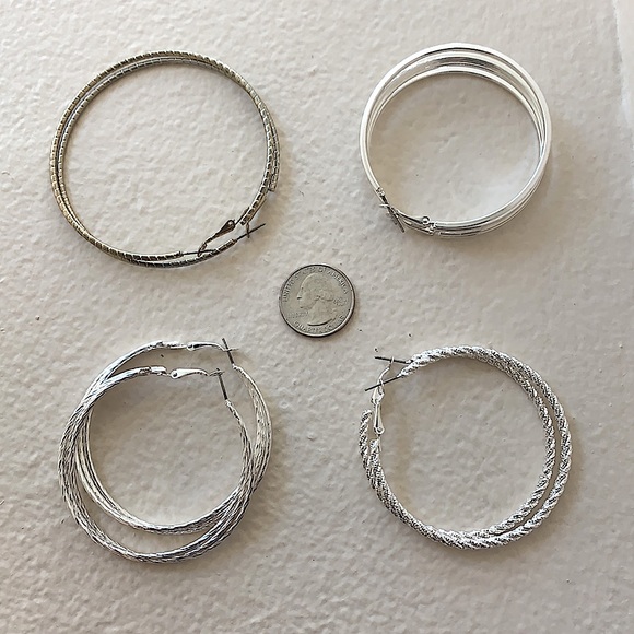 Set of 4 Large Hoop Earrings - Picture 8 of 8